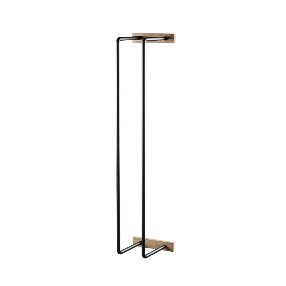 EKTA LIVING Bathroom Hand Towel Holder and Toilet Paper Roll Stand - Natural Oak Oiled/Black Finish - Perfect for Modern Bathrooms, Powder Rooms & Guest Baths