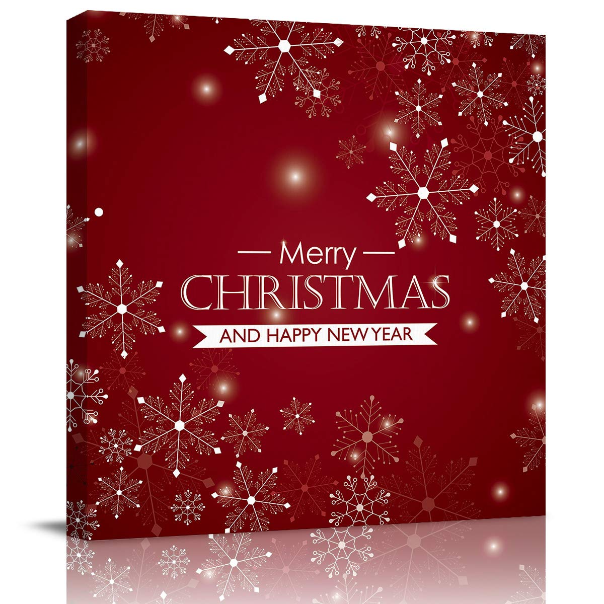 Merry Christmas Canvas Painting - White Snowflakes Festive Wall Art Decor for Bedroom & Living Room - 28x28 Inch Holiday Canvas Art - Perfect for Seasonal Home Decor & Christmas Gift Giving