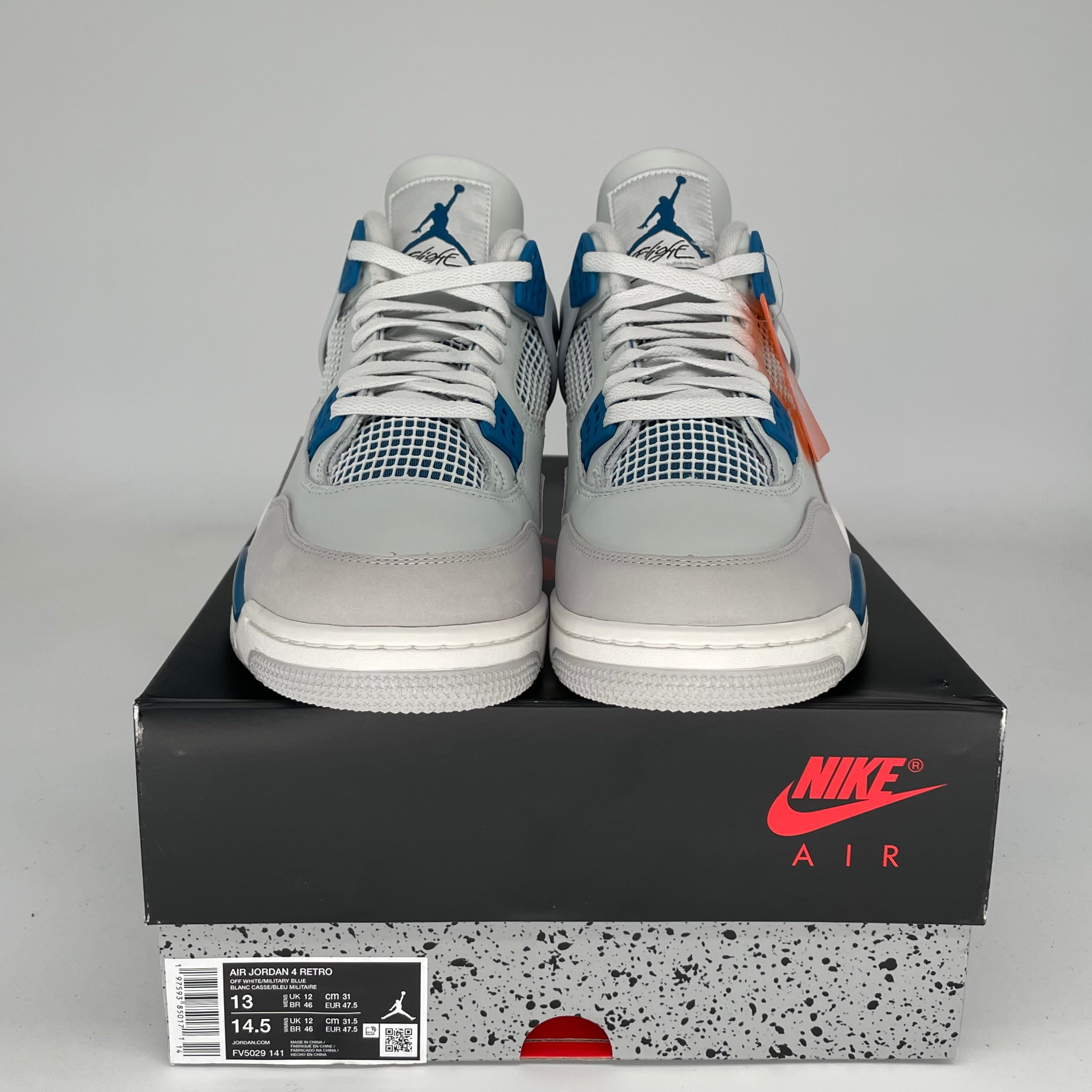 Original Air Jordan 4 Retro 'Military Blue' Men's Basketball Shoes - Size 13 (FV5029-141) - Perfect for Sneaker Collectors & Streetwear Fashion