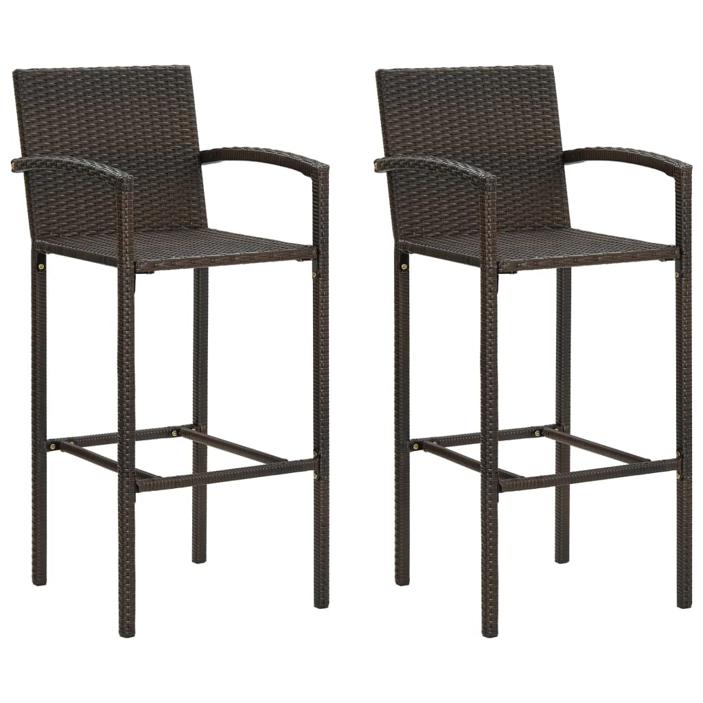 3-Piece Patio Bar Set - Brown Poly Rattan Outdoor Furniture for Garden, Backyard, Porch & Deck - Perfect for BBQs, Poolside Lounging & Outdoor Entertaining