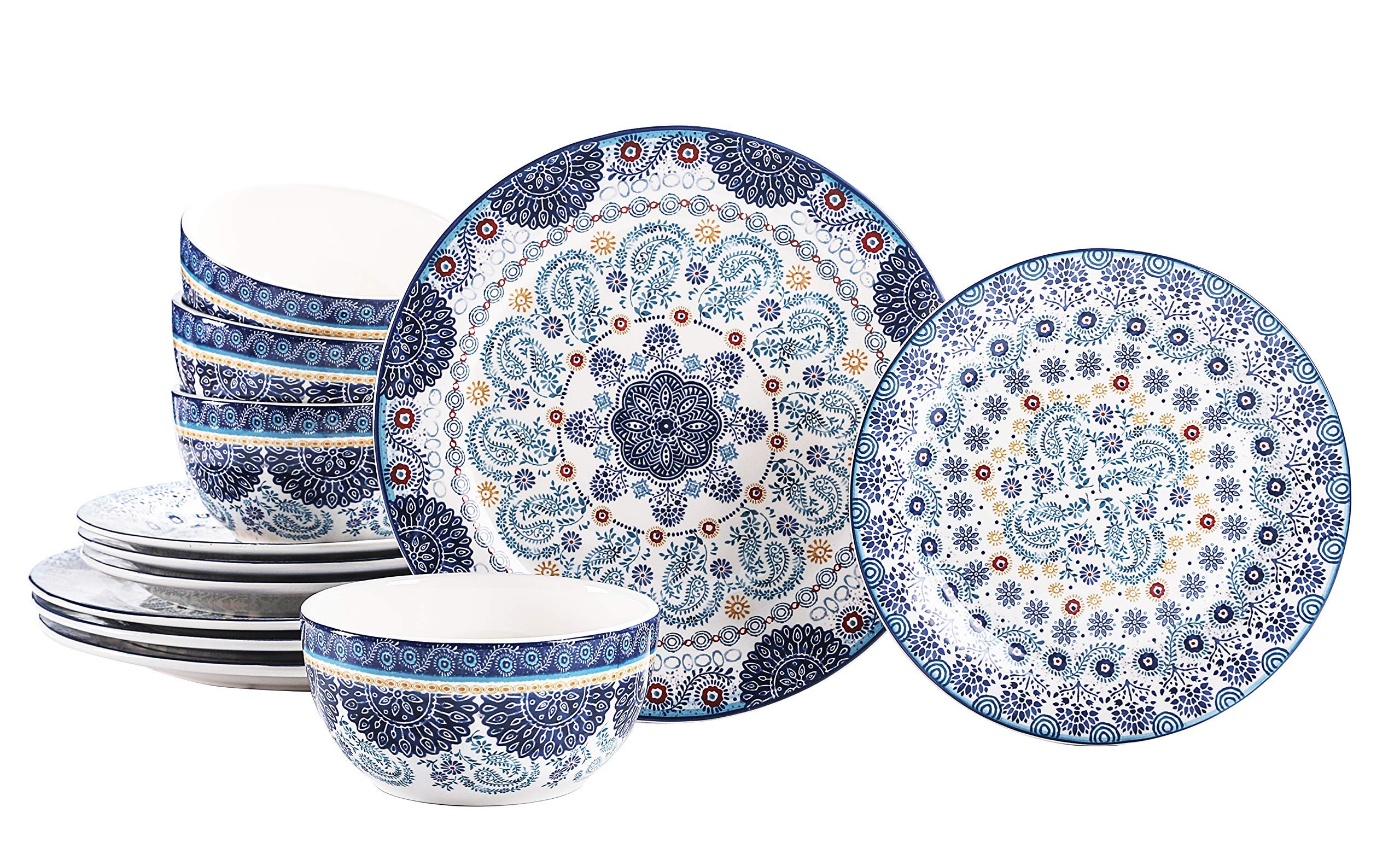 Bico Blue Talavera Ceramic Dinnerware Set - 12 Piece Service for 4 with 11