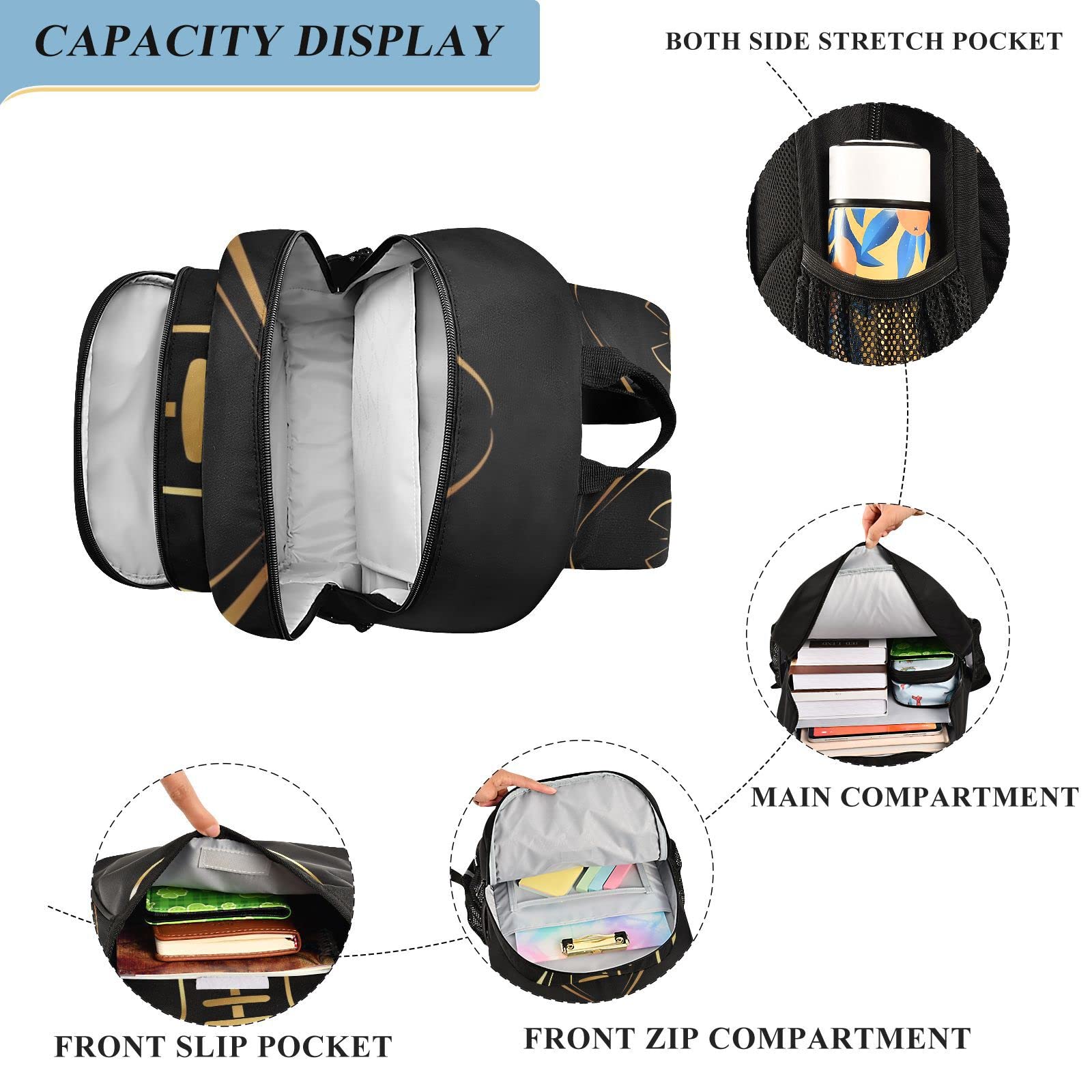 Lightweight American Football Themed School Backpack - Gold Laptop Backpack for Students with Reflective Stripes | Perfect for College, Travel & Daily Commute