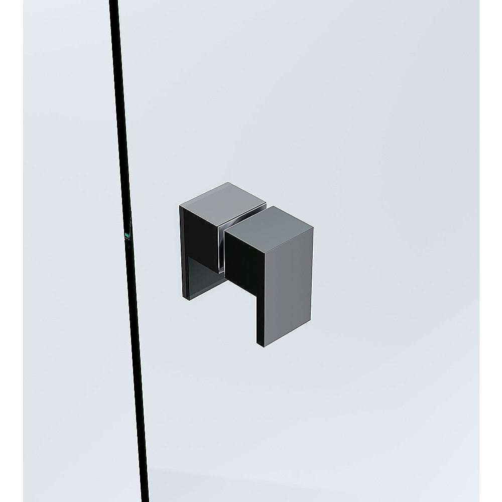 100x90cm Frameless Corner Shower Screen with Black Brackets & Stainless Steel Hinges, Square Double Pull Handle - Perfect for Modern Bathroom Renovation & Space-Saving Shower Enclosure