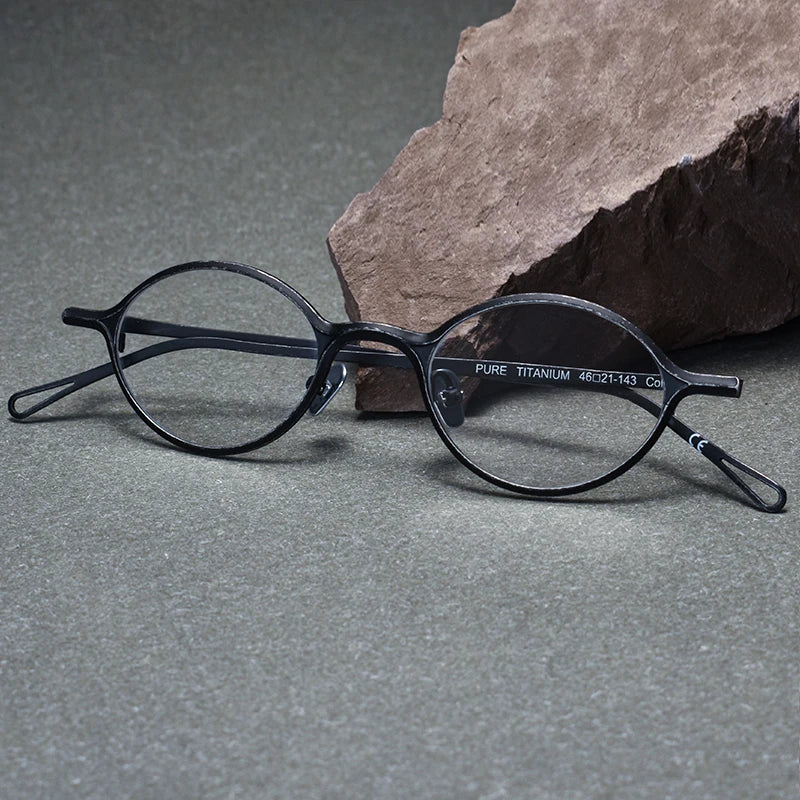 Stylish Unisex Black Titanium Eyeglasses - Oval & Round Full Rim Frame for Men & Women | Perfect for Work, Reading & Fashion Accessories