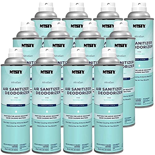 Misty AltraSan Air Sanitizer & Deodorizer - 10 oz (Pack of 12) - Eliminates Odor-Causing Bacteria - Ideal for Home, Office, and Car Air Freshening