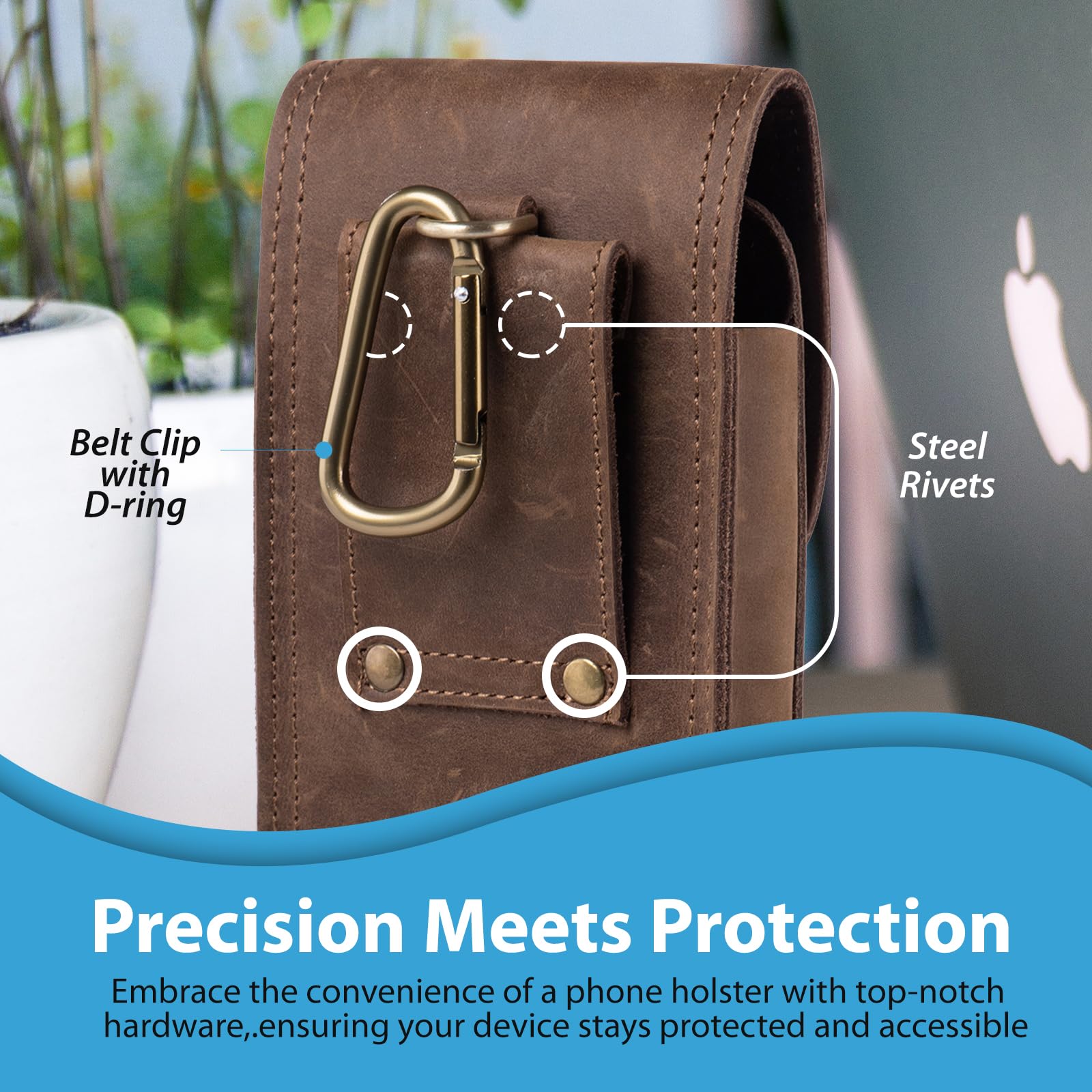 Genuine Leather Phone Wallet Case for iPhone 16 Pro Max/16 Plus/15/14/13/12/11 Pro Max - RFID Blocking Card Holder with Belt Clip - Perfect for Travel, Shopping & Handbag Use