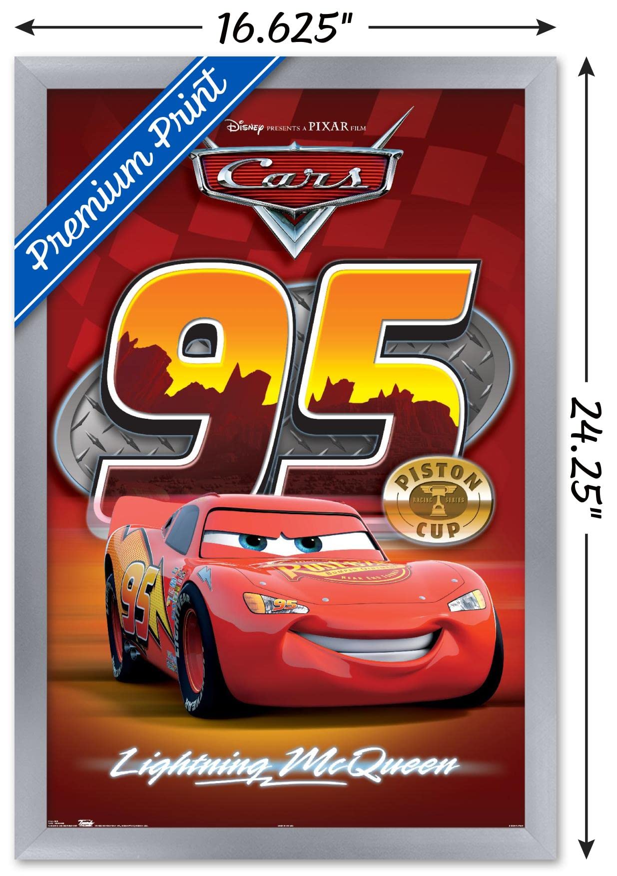 Disney Pixar Cars Lightning McQueen Wall Poster - 14.725