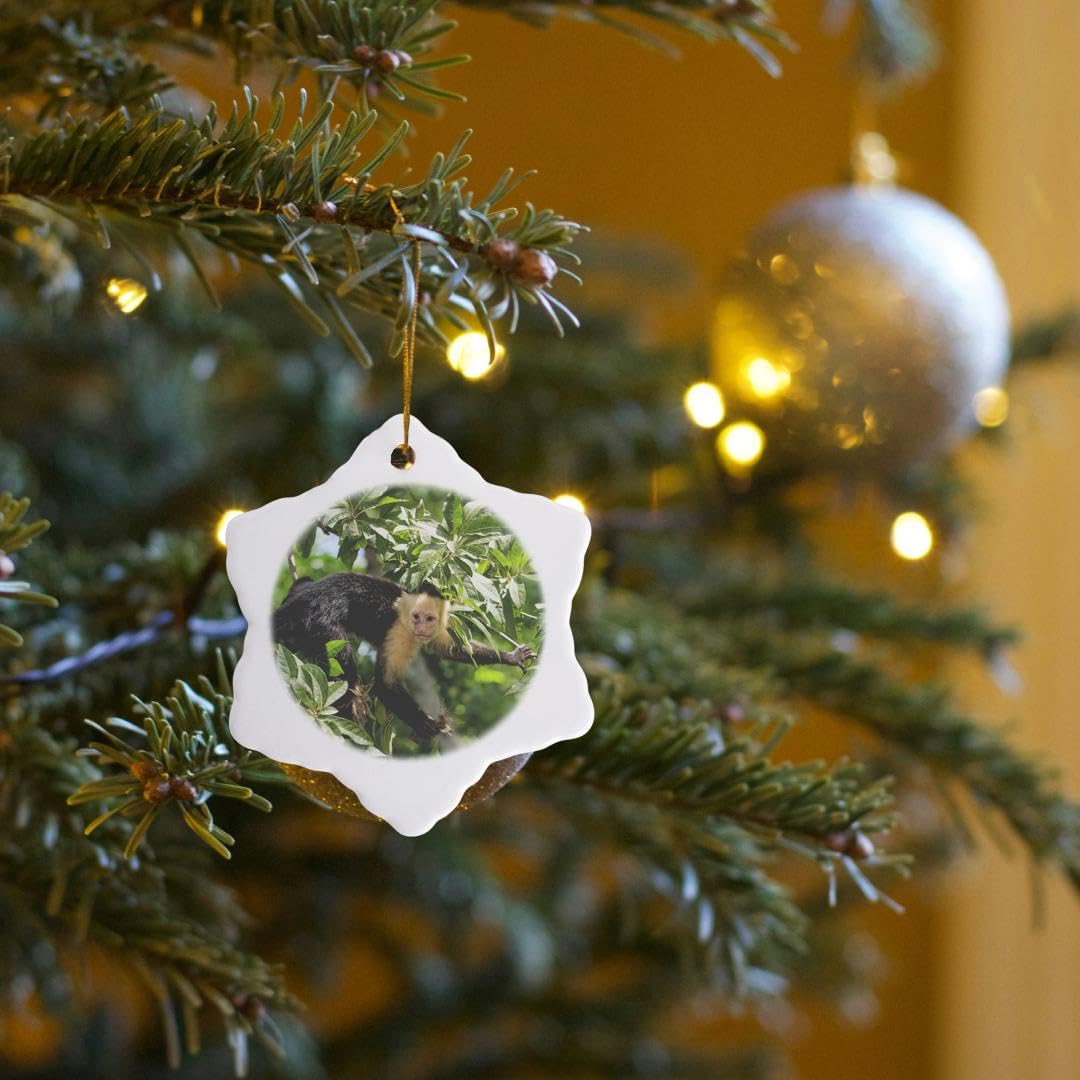 3D Snowflake Ornament - White-Faced Capuchin Monkey from Roatan, Bay Islands, Honduras - 3 Inch Christmas Tree Decoration for Holiday Home Decor & Gift Giving