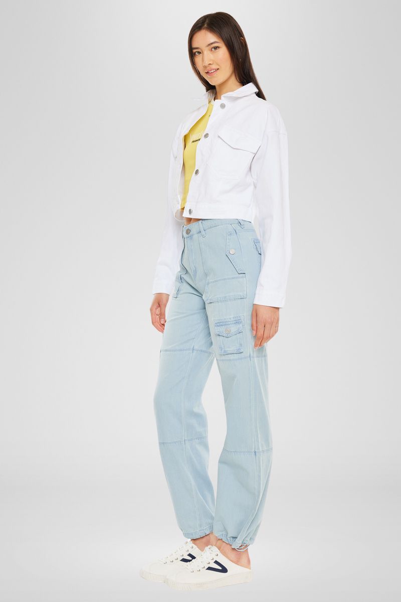 Francis Cropped Jacket - Women's Stylish Denim Jacket for Spring & Fall | Perfect for Casual Outfits, Streetwear & Layering