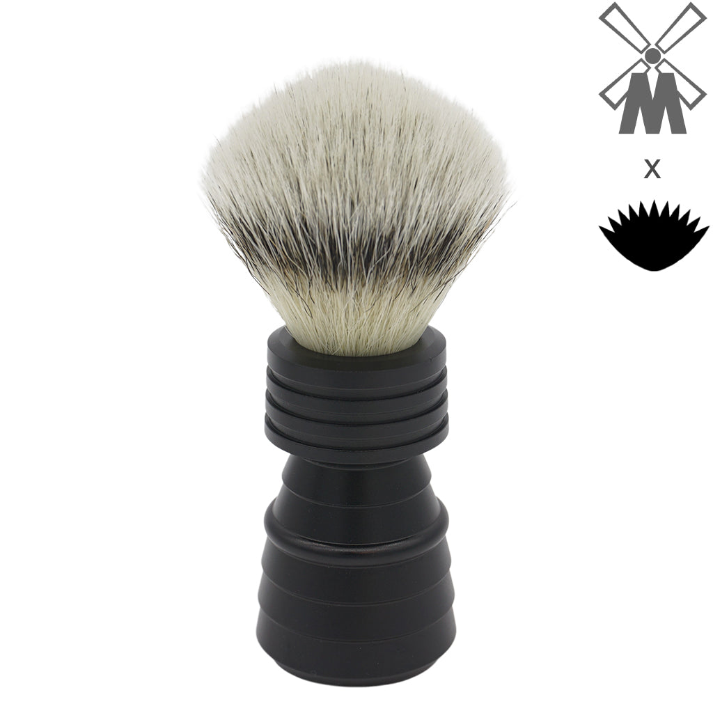 23mm Mühle STF Large Shaving Brush with AP Shave Co. Alumihandle - Premium Black Matte Finish for Wet Shaving | Perfect for Barbershop & Home Grooming Routine