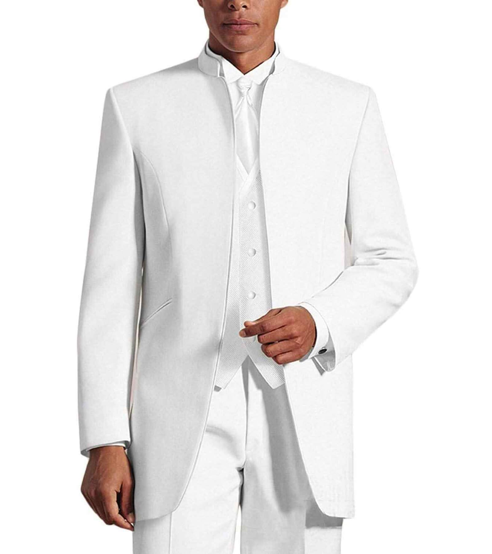 Men's 3-Piece Chinese Suit Stand Collar Blazer - Single Breasted Business & Wedding Attire for Formal Occasions, Special Events and Cultural Celebrations