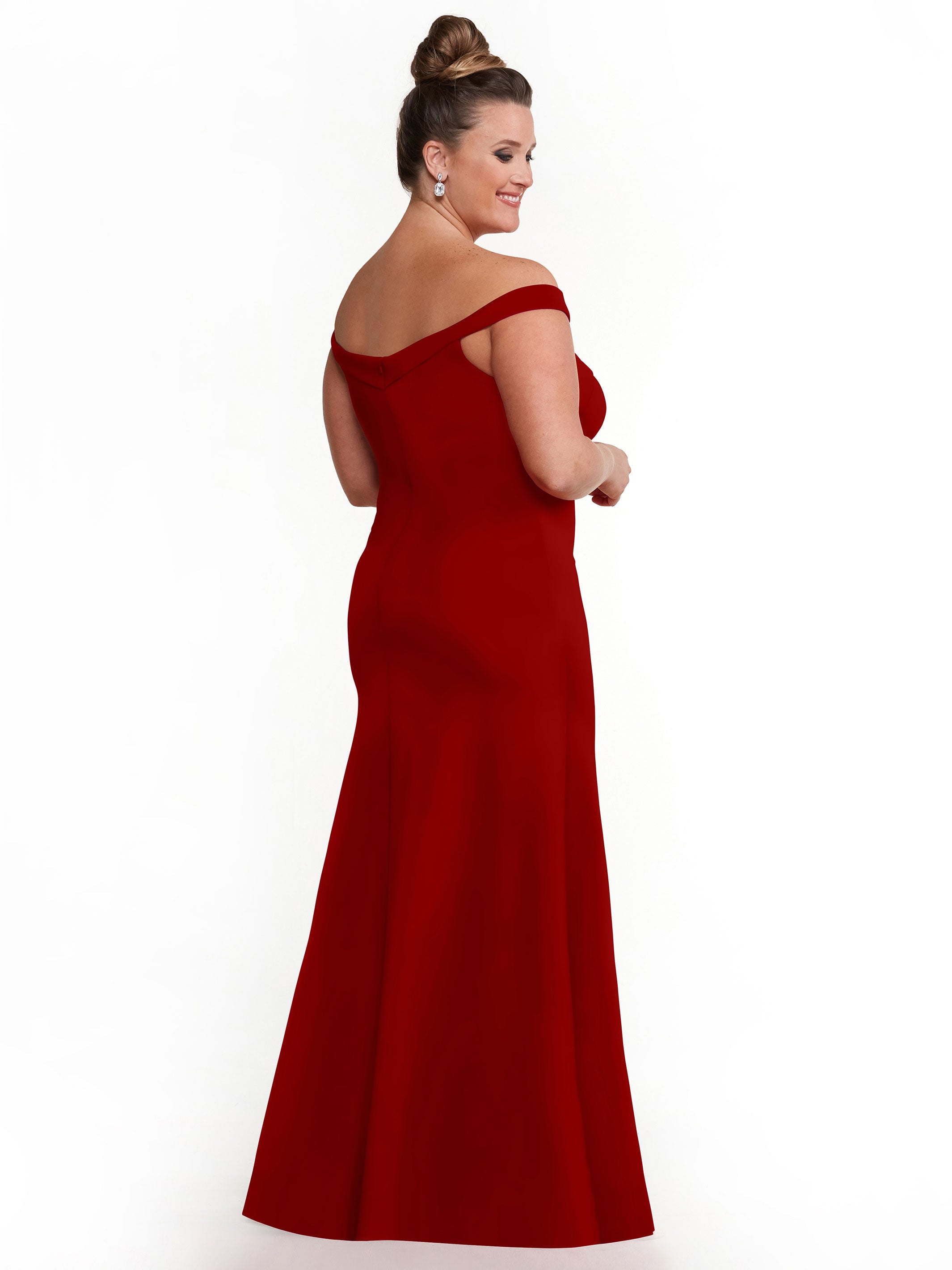 Elegant 83048 Double Knit A-Line Bridesmaid Dress with Off-the-Shoulder Sleeves - Perfect for Weddings, Formal Events & Special Occasions