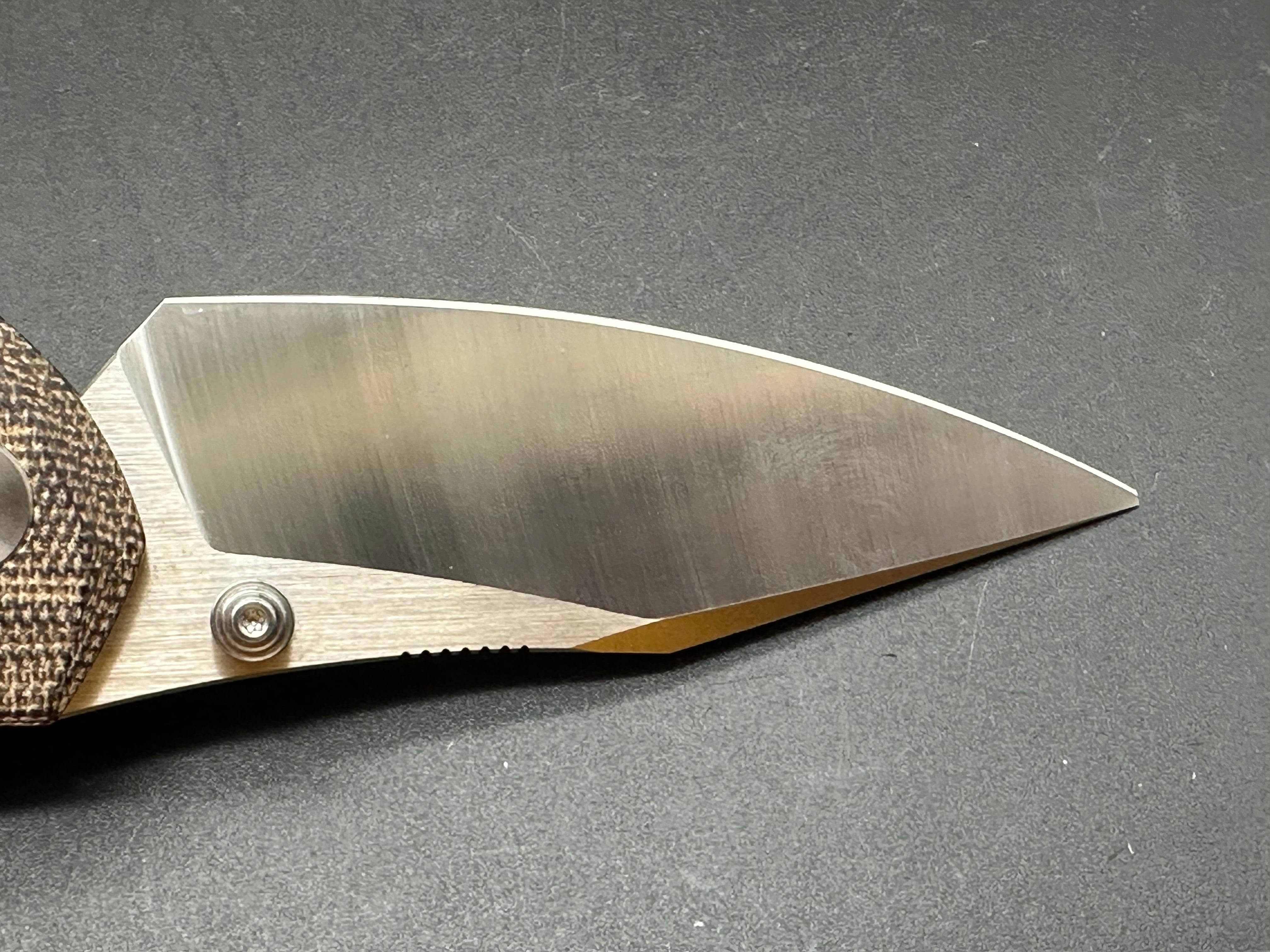 Giant Mouse Knives ACE Nazca Folding Pocket Knife - Green Canvas Micarta Handle, M390 Steel Plain Edge with Satin Finish - EDC, Outdoor, Camping & Survival Tool