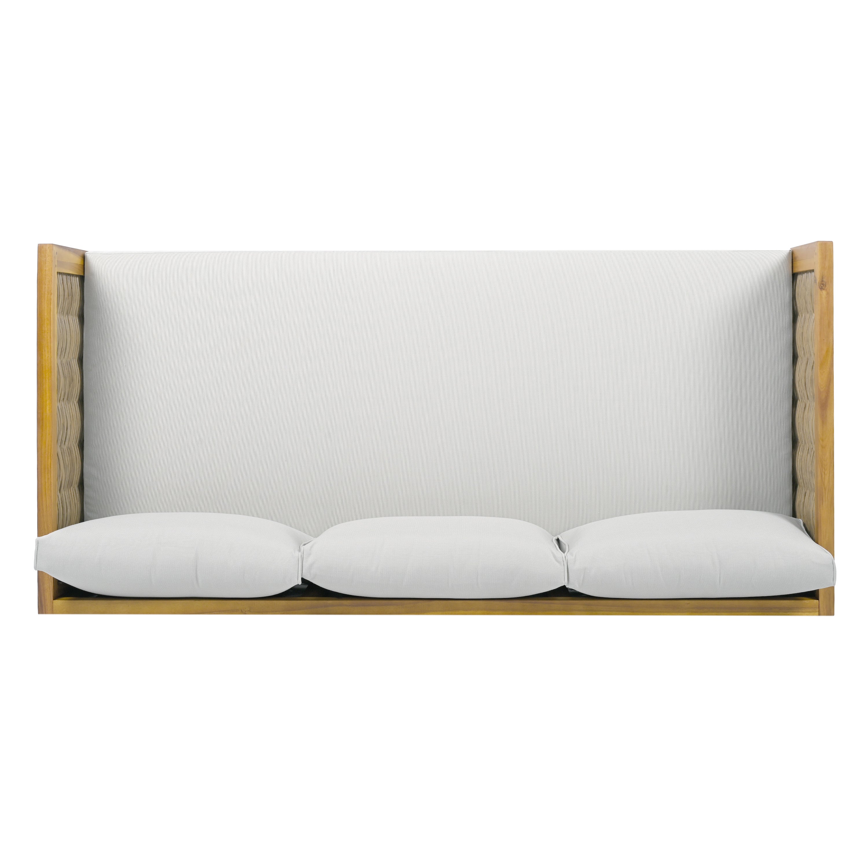 CLAREMONT 3-Seater Rattan Arm Daybed with Light Grey Cushion - Perfect for Patio, Sunroom or Outdoor Lounge Relaxation