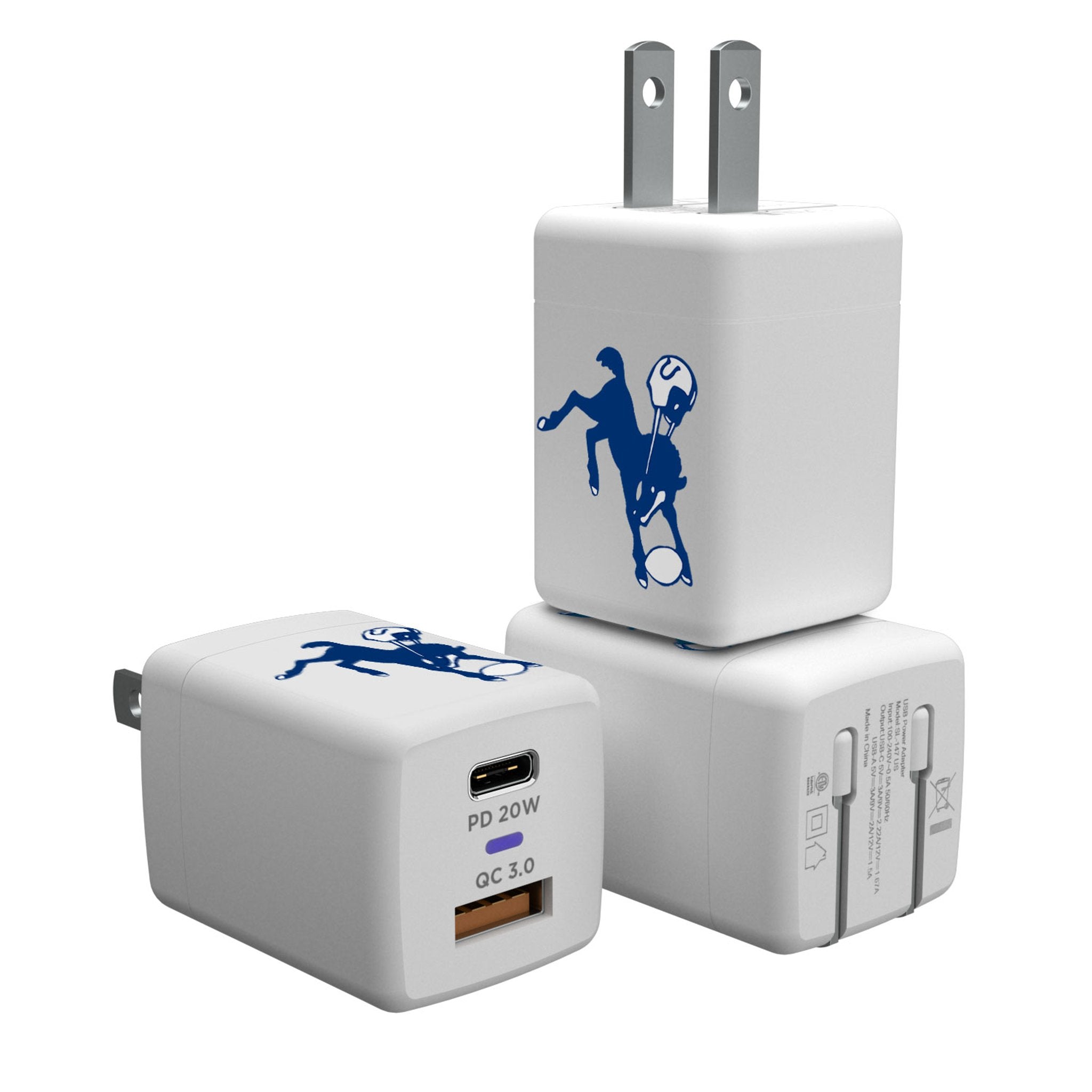 Baltimore Colts 1946 Historic Collection Insignia USB Charger - Fast Charging Cable for iPhone, Android & More - Perfect for Home, Office & Travel