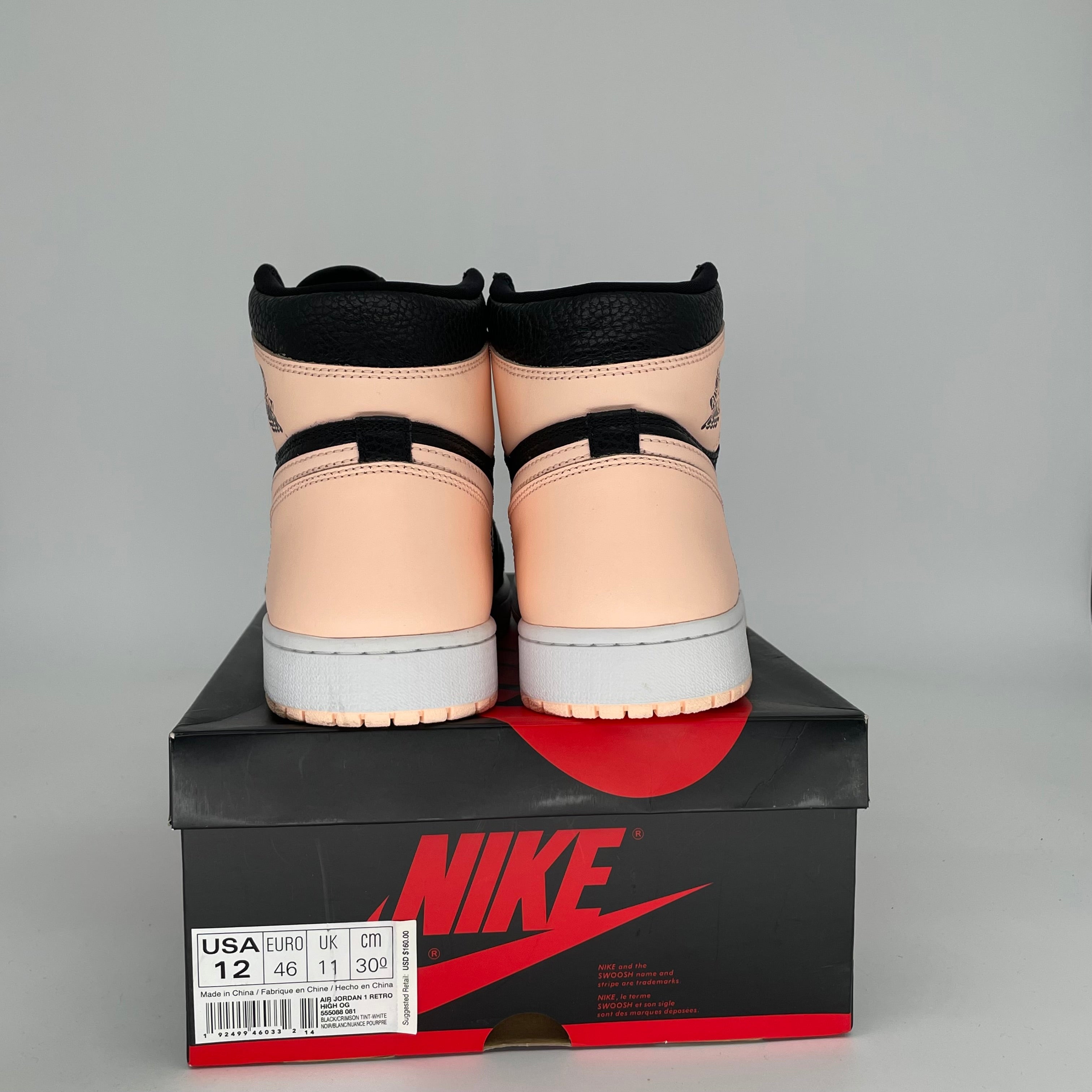 Air Jordan 1 Crimson Tint Men's Basketball Shoes Size 12 (555088-081) - Retro High Tops for Sneaker Collectors & Streetwear Fashion