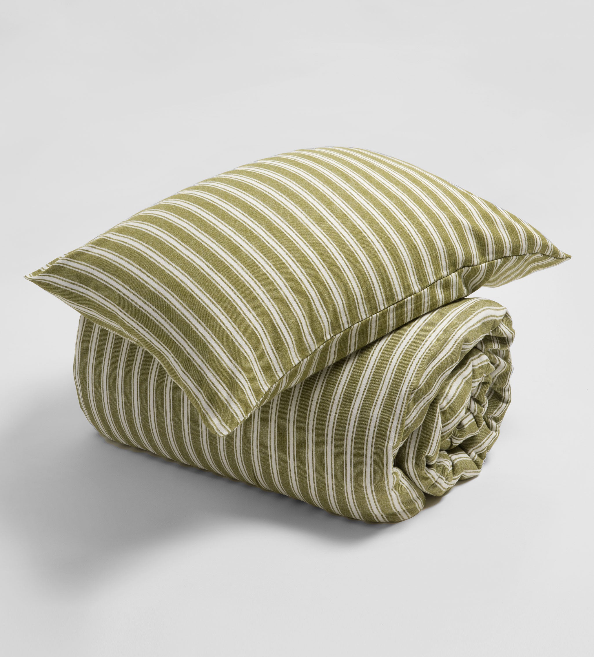Olive Green Fred Stripe Brushed 100% Organic Cotton Pillowcase - Soft & Hypoallergenic Bedding for a Comfortable Sleep - Perfect for Home, Hotel, and Travel Use
