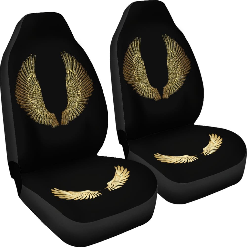 Custom Gold Angel Wings Car Seat Covers - Luxury Car Accessories for Sedans, SUVs & Trucks | Perfect for Gifts, Car Shows & Personalization