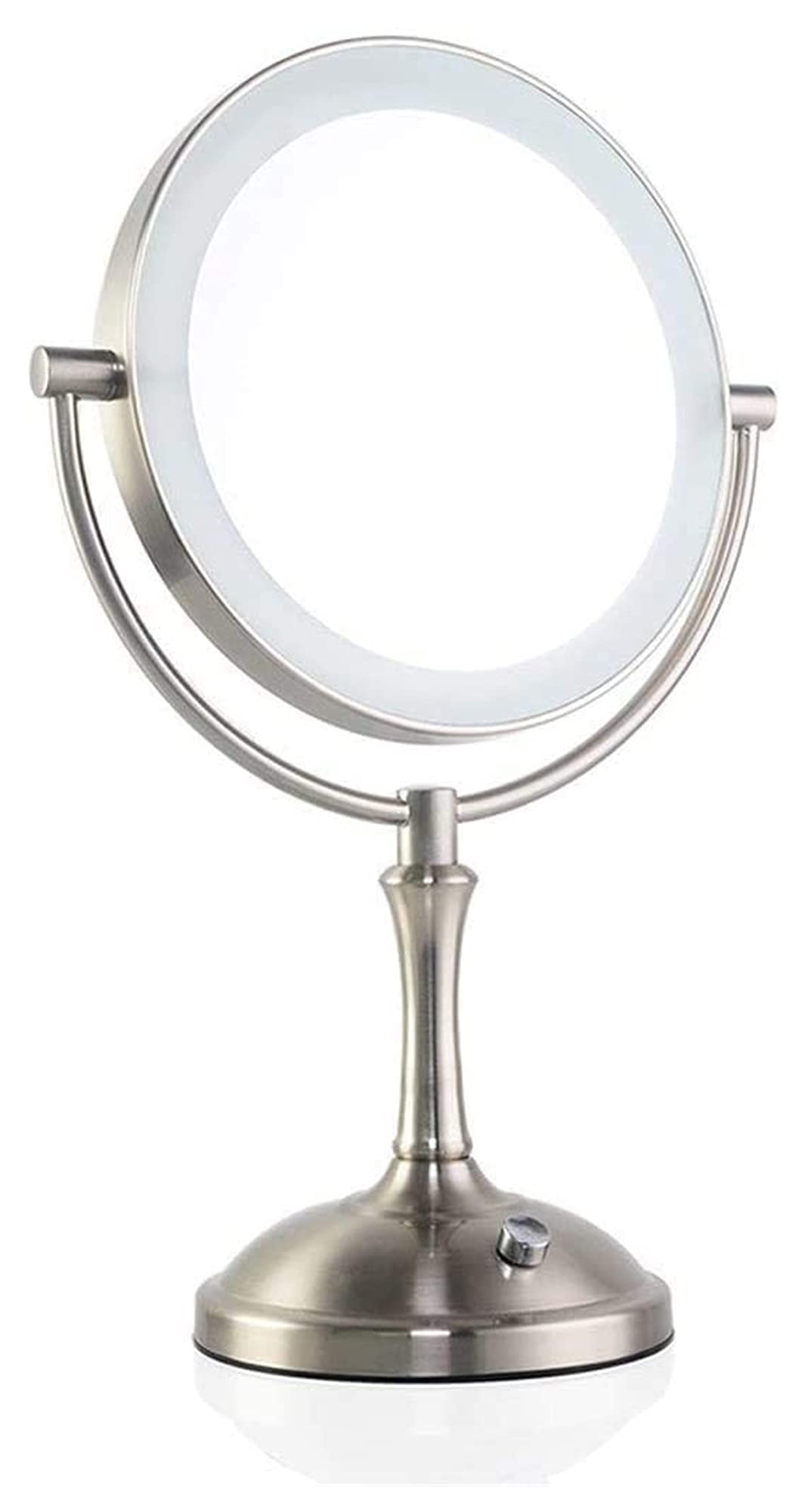 KEKEYANG LED Makeup Mirror - 360° Rotating Double-Sided Vanity Mirror with Magnification & HD Reflection, European Style Metal Desktop Beauty Mirror for Professional Makeup Application, Skincare Routine & Home Decor