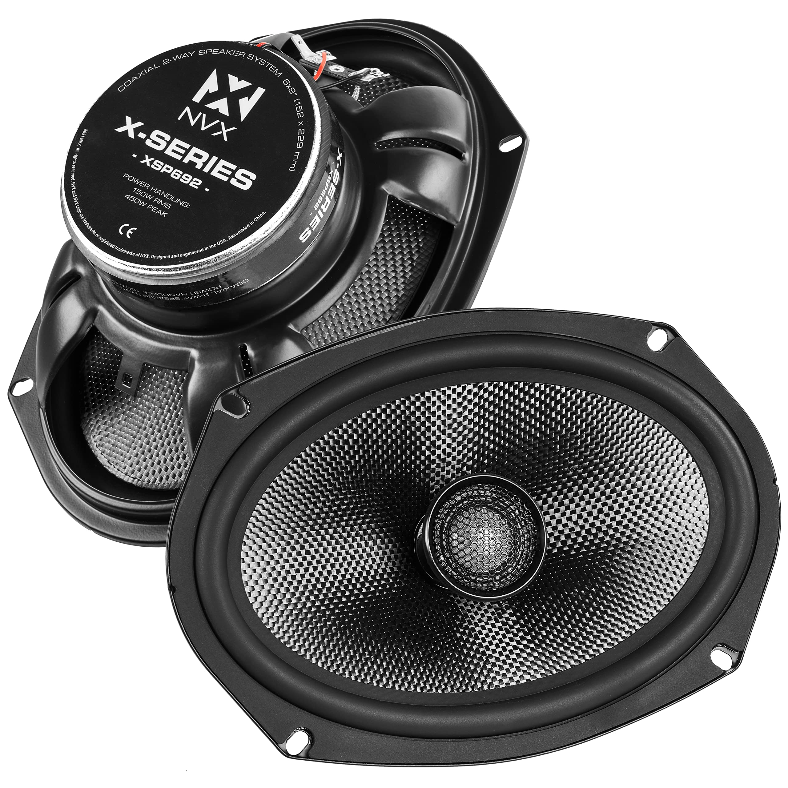 NVX XSP692 6x9 Inch 600W Max Power Car Audio Speakers - 300W RMS, 2-Way Coaxial with 1