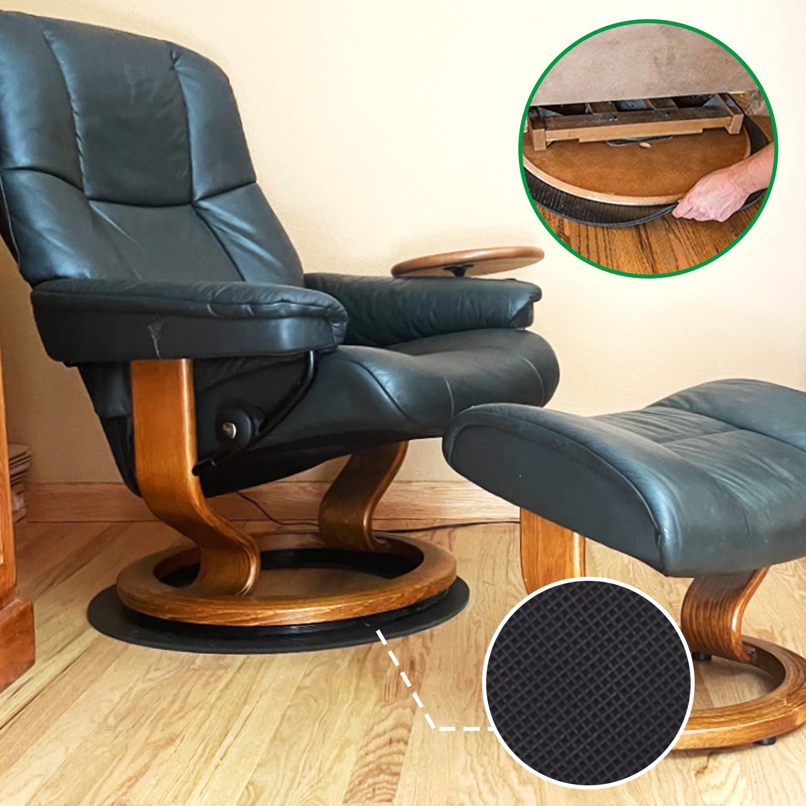 Non-Slip Rubber Furniture Pads for Recliners & Swivel Chairs - 25.2