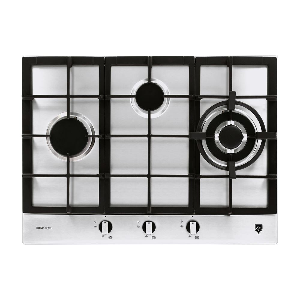 EF 90cm Stainless Steel Chimney Hood CK Fino SS with EFH 3761 TN VSB 68cm Built-in Gas Hob - Perfect for Modern Kitchen Ventilation & Cooking