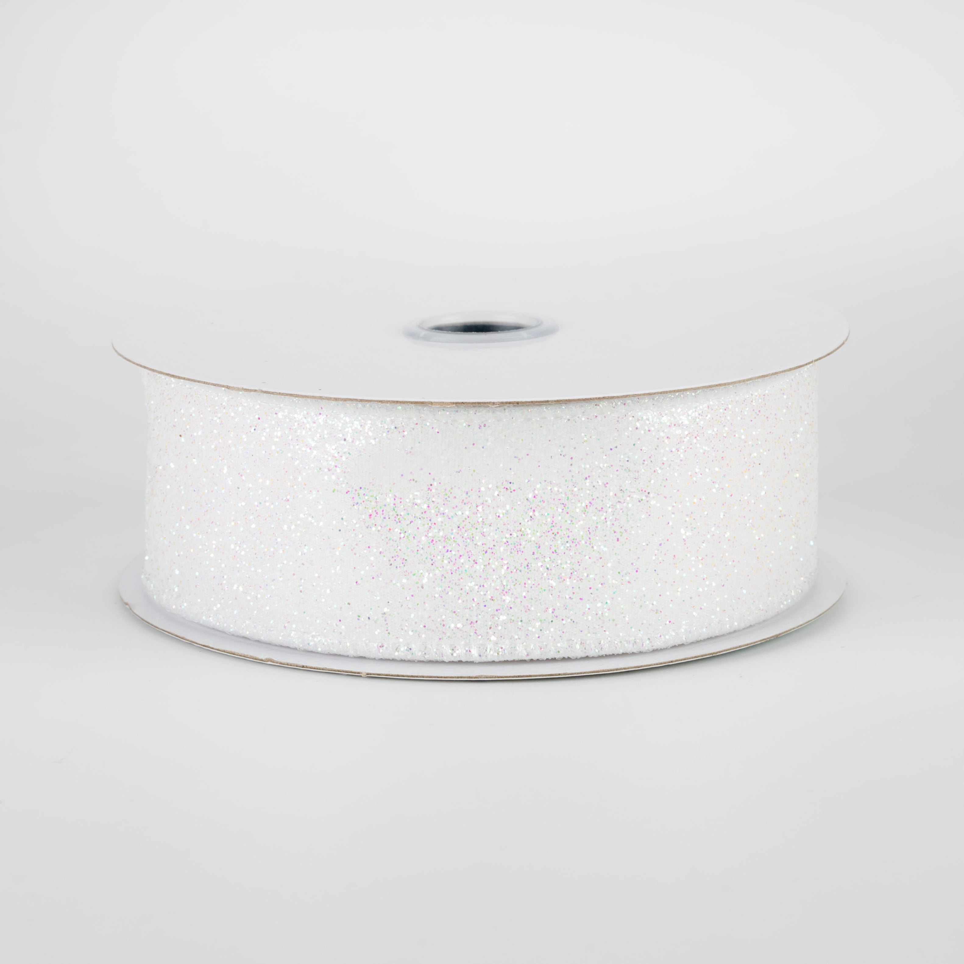1.5 Inch Iridescent Glitter Satin Ribbon - White (10 Yards) for Gift Wrapping, Wedding Decorations, DIY Crafts & Hair Bows
