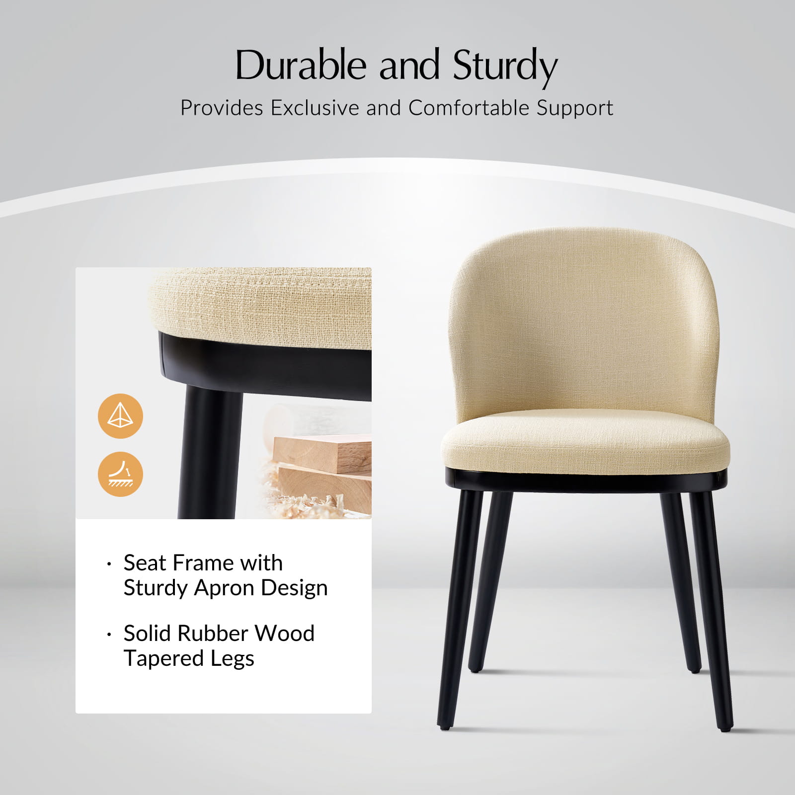 Premium Alrun Dining Chairs with Lumbar Support - Set of 2/4/6 - Modern Comfortable Kitchen & Dining Room Furniture for Home & Restaurant Use