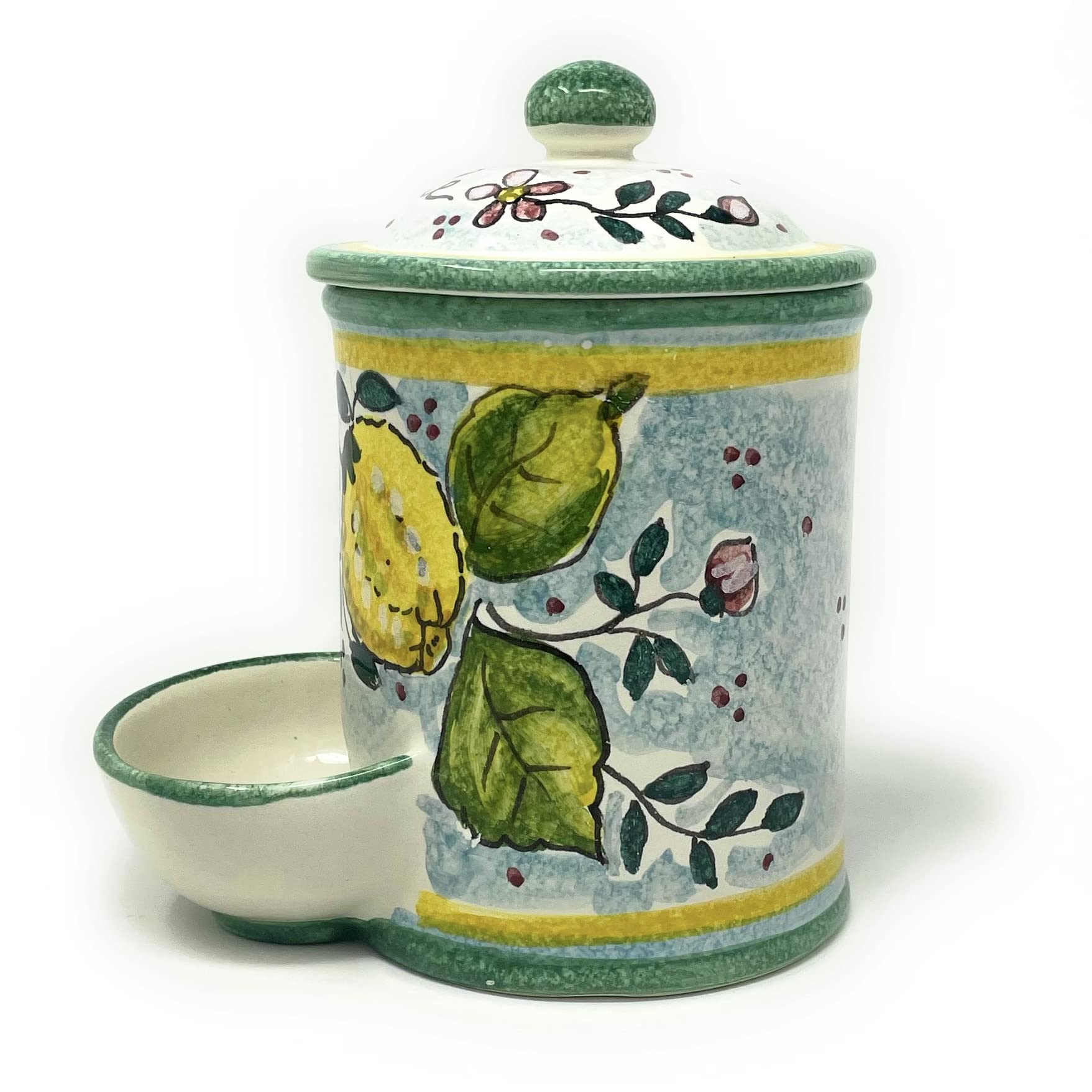 Hand Painted Italian Ceramic Salt Jar - Tuscan Art Pottery by CERAMICHE D'ARTE PARRINI, Made in Italy | Perfect for Kitchen, Dining Table & Home Decor
