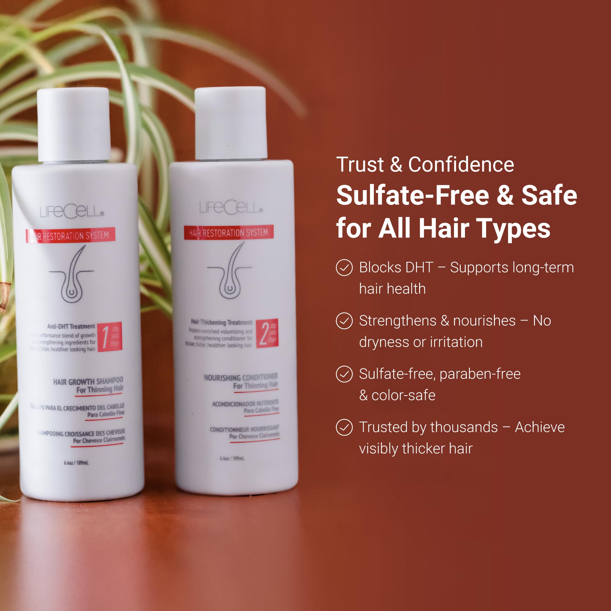LifeCell Hair Restoration System – Anti-DHT Shampoo & Conditioner for Thicker, Fuller Hair Growth – Strengthens & Revitalizes Hair – Supports Scalp Health – For Men & Women – Perfect for Daily Hair Care & Thinning Hair Solutions