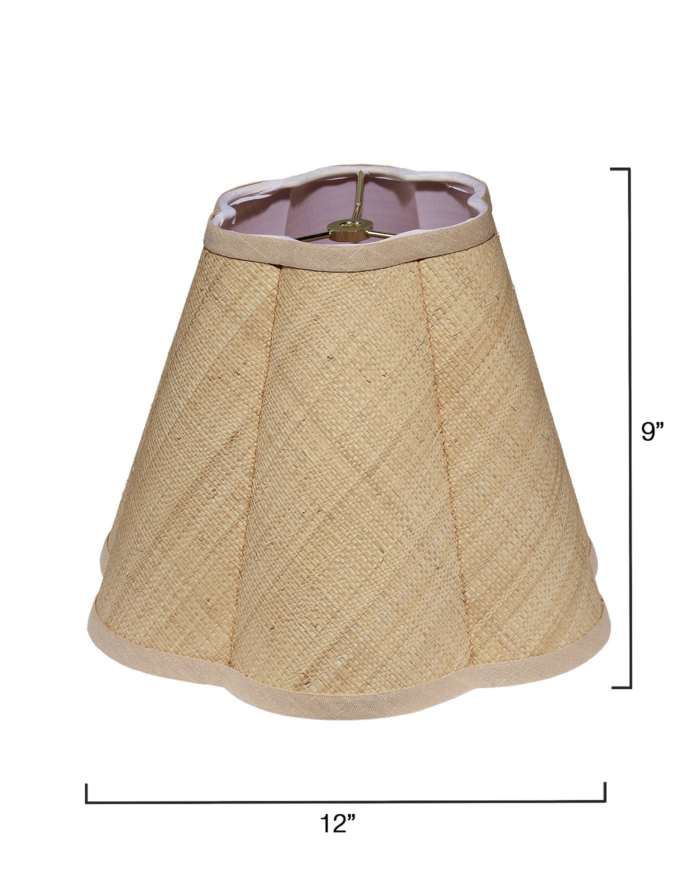 Stylish Raffia Scalloped Lamp Shade - Natural Woven Rattan Pendant Light Fixture for Boho Bedroom, Living Room & Dining Room Decor