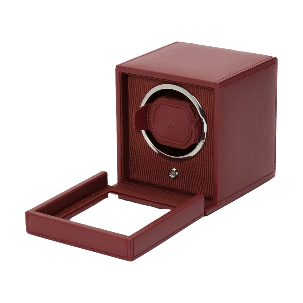 Premium Single Watch Winder with Leather Cover - Automatic Watch Storage Case for Men | Perfect for Travel, Home Display & Luxury Watch Collection (Bordeaux)