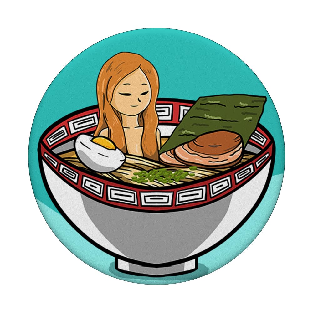 Cute Japanese Ramen Noodle Soup PopSockets Swappable PopGrip - Kawaii Foodie Gift for Anime Lovers & Ramen Enthusiasts (Perfect for Phones, Tablets, and Laptops)