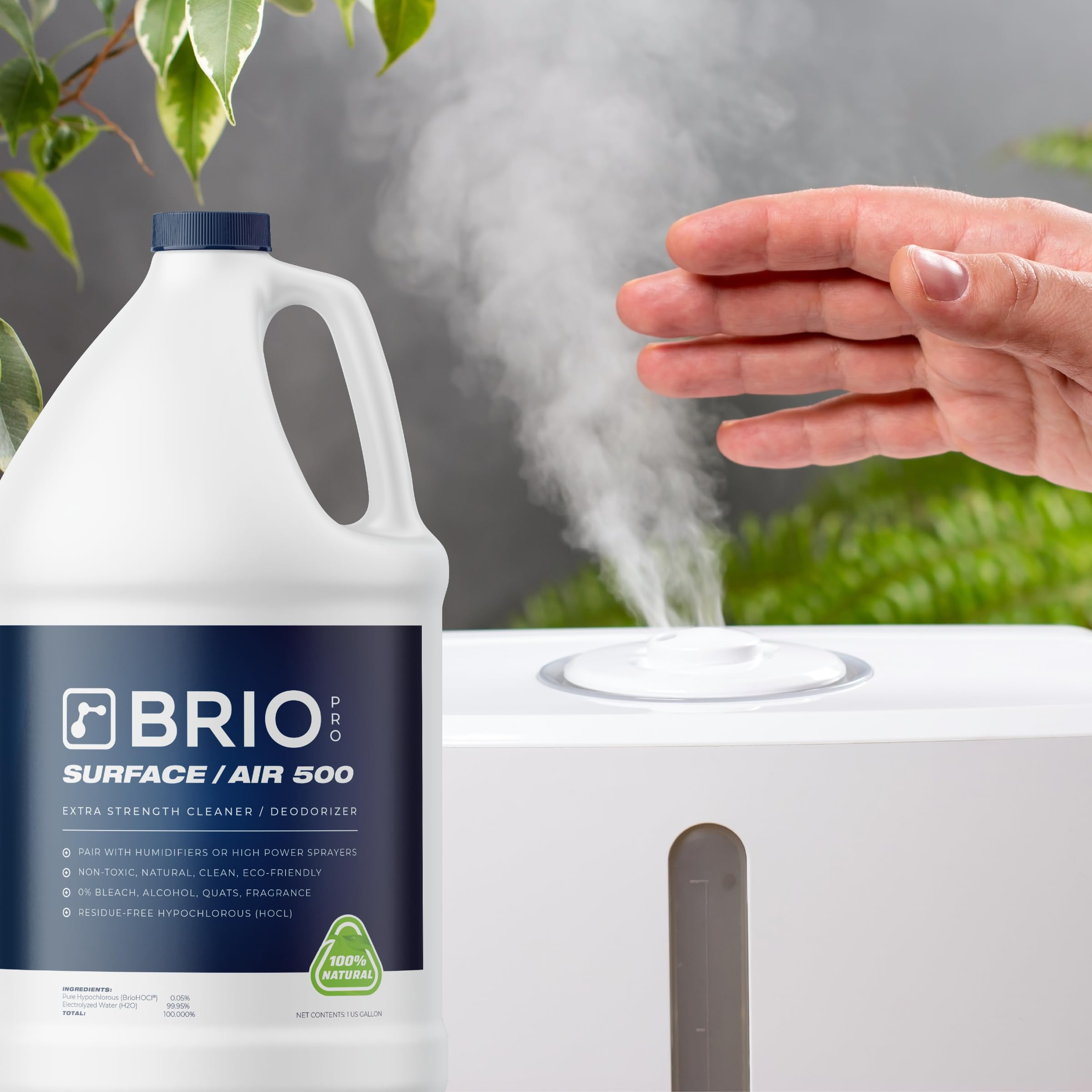 BRIOTECH Surface/Air 500 - Pure Hypochlorous Acid 500 PPM Disinfectant for ULV Foggers, Sprayers & Humidifiers | Professional Cleaning & Deodorizing Solution for Dental Clinics, Offices, Schools & Homes | Peroxide-Free | 1 Gallon Refill (Pack of 4) | Ideal for Sanitizing High-Touch Surfaces & Air Purification