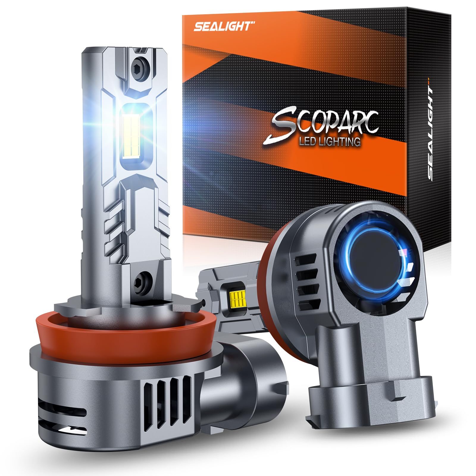SEALIGHT S2S H11/H9/H8/H16 LED Bulbs 2024 - 24000LM Ultra Bright with 14000RPM Cooling Fan - 1:1 H11 Halogen Replacement - Plug & Play - Pack of 2 - Perfect for Cars, Trucks, SUVs, Off-Road Vehicles & Night Driving