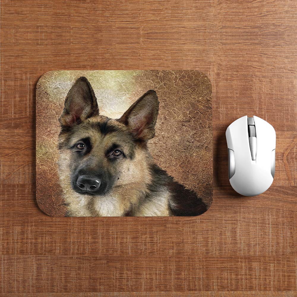 Premium Non-Slip German Shepherd Mouse Pad - Cute Dog Portrait Gaming Mouse Mat with Thick Rubber Base for PC/Laptop (9.5x7.9 Inch) - Perfect for Office, Home & Gaming Setups
