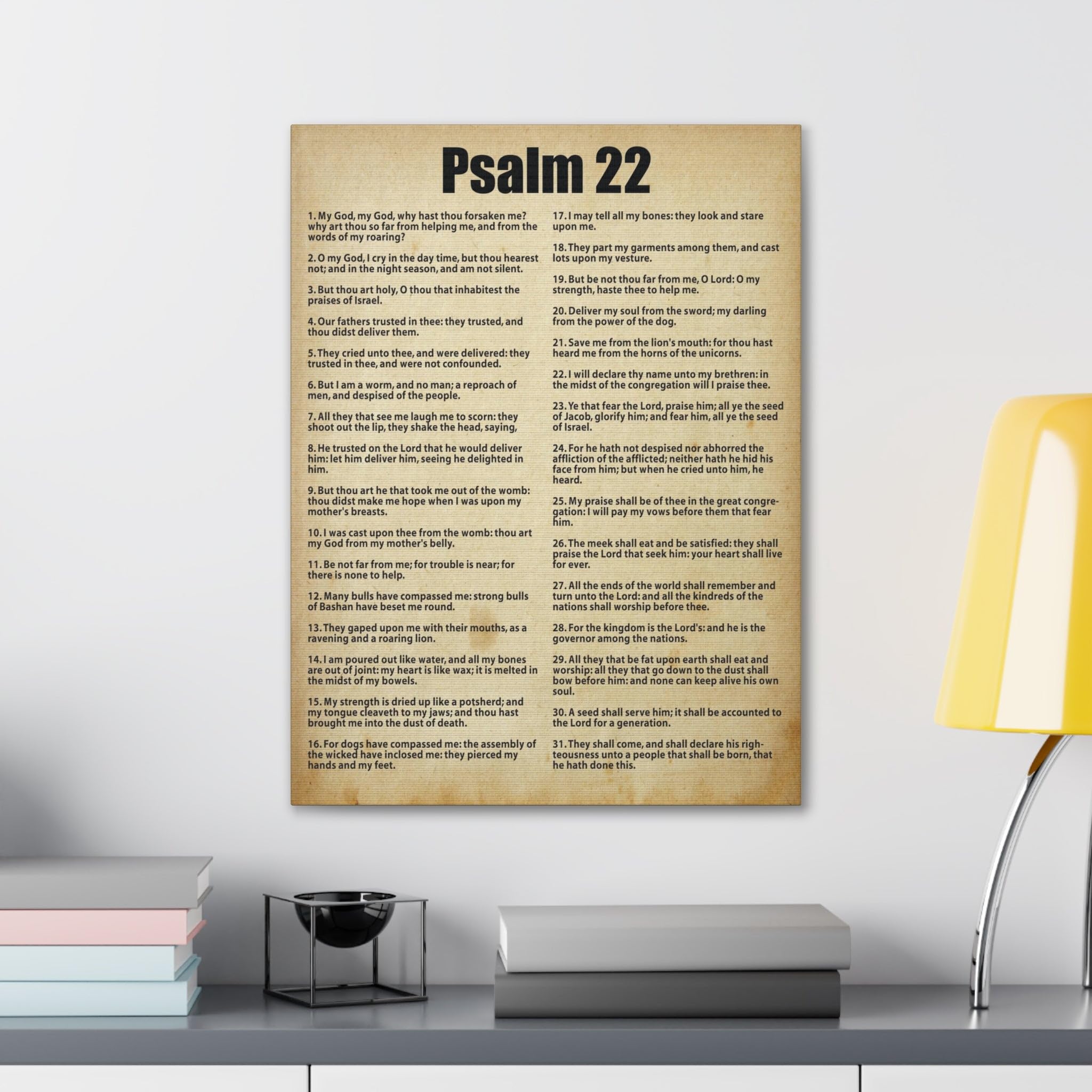 Christian Bible Verse Canvas Art - Psalm 22 Scripture Wall Decor for Home & Church | Express God's Love, Perfect Gift for Weddings, Baptisms & Spiritual Encouragement
