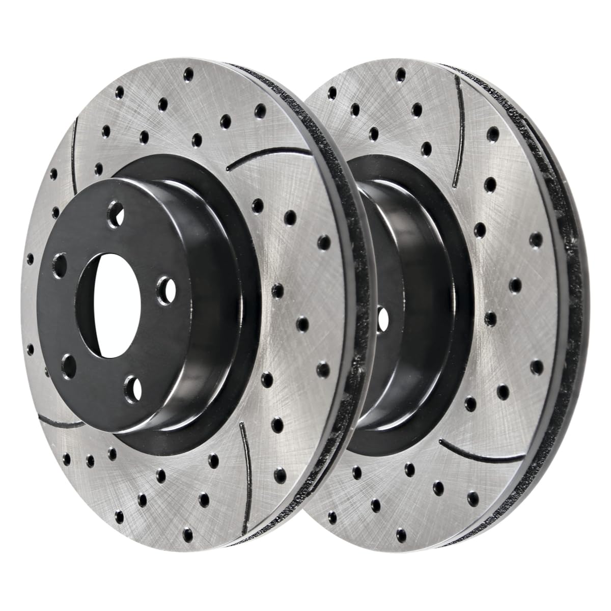 AutoShack Front Wheel Bearing Hub Assembly Pair with Drilled & Slotted Brake Rotors & Ceramic Pads - Compatible with Pontiac Torrent 2002-2007, Saturn Vue 2005-2006, Chevrolet Equinox FWD (BRKPKG637) - Perfect for Performance Upgrades & Smooth Braking in City Driving & Highway Conditions