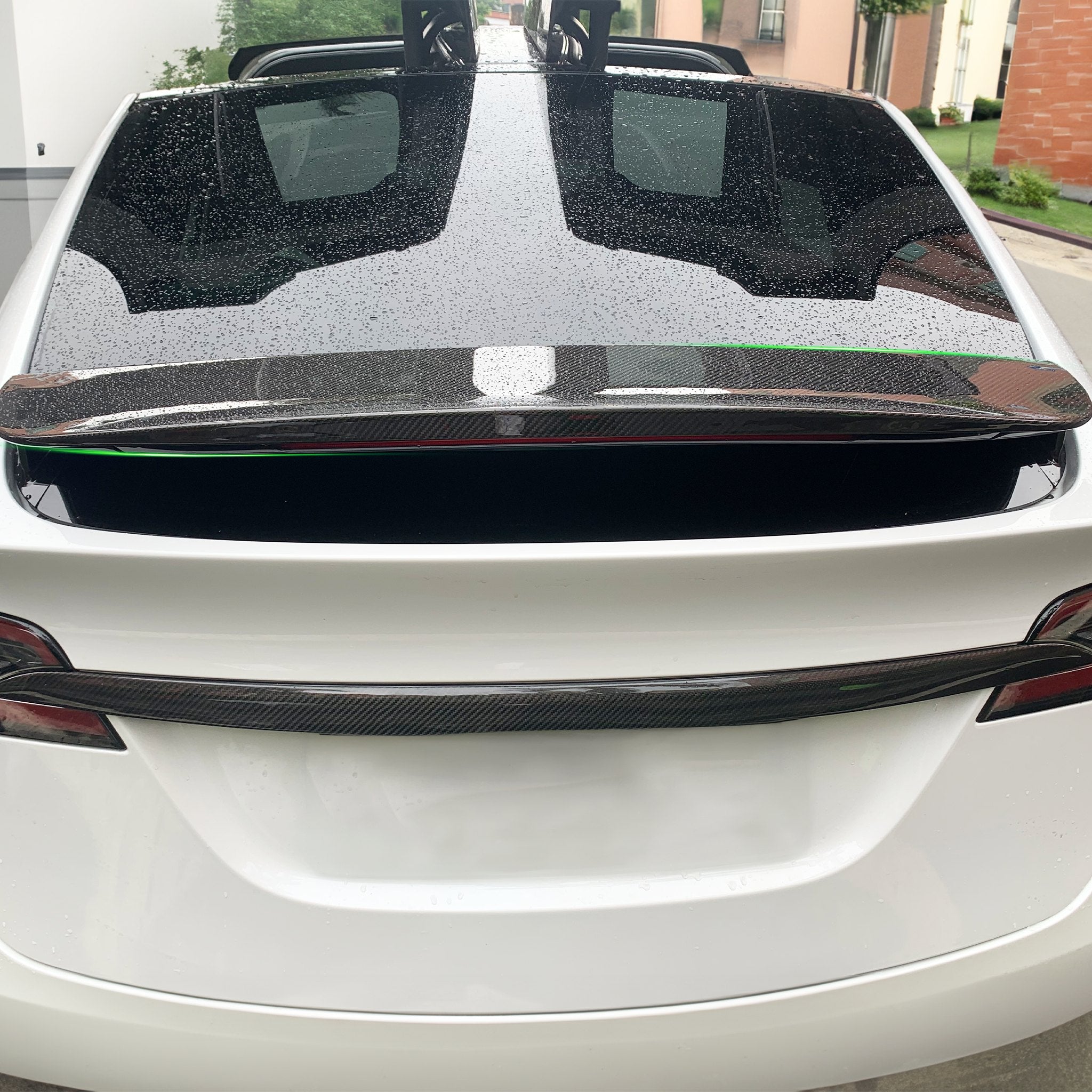 Premium Real Carbon Fiber Model X Wing Spoiler Overlay for Tesla 2016-2025 - Enhance Style & Aerodynamics for Street & Track Performance