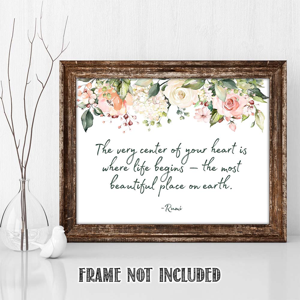 TJ Originals Motivational Wall Art - 11x14 Unframed Rumi Quotes Print for Home & Office Decor