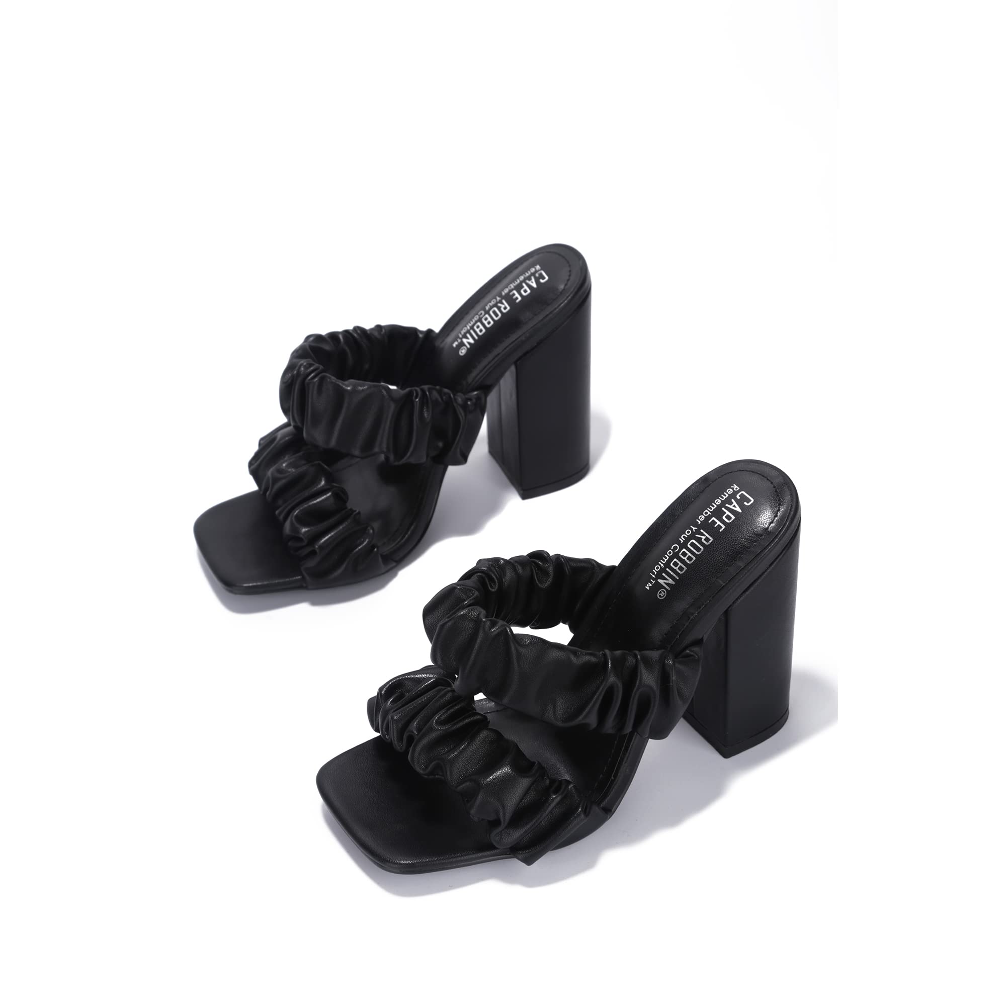 Cape Robbin Women's Chunky High Heels - Strappy Square Open Toe Sandals for Party, Wedding & Night Out | Comfortable Dress Shoes for Women