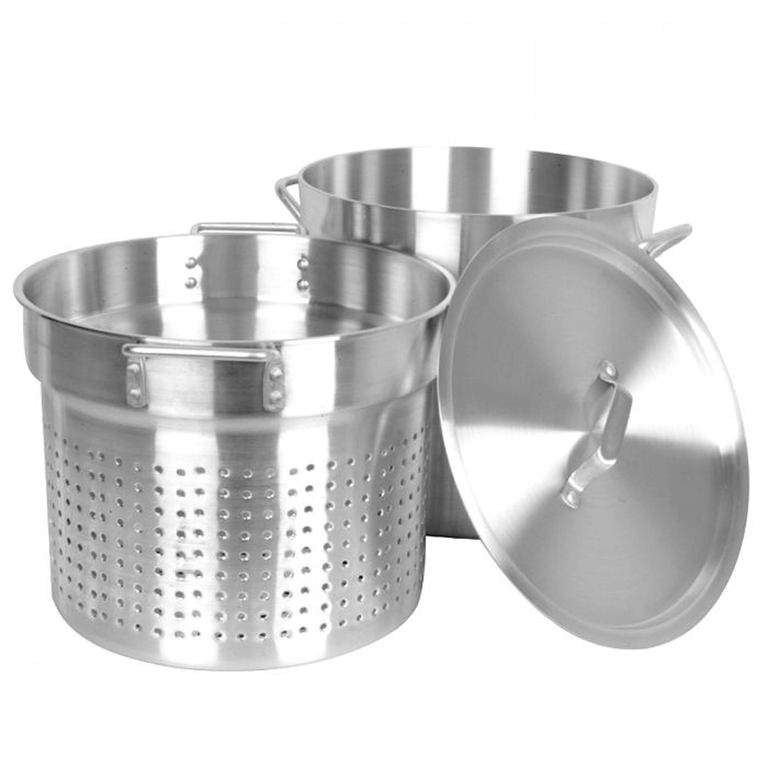 TrueCraftware 12 Quart Aluminum Pasta Cooker Set - 3-Piece Multipurpose Pasta Pot with Strainer Lid for Spaghetti, Vegetables & More | Perfect for Home Kitchen & Restaurant Use | Durable Cookware for Boiling, Blanching & Draining Pasta