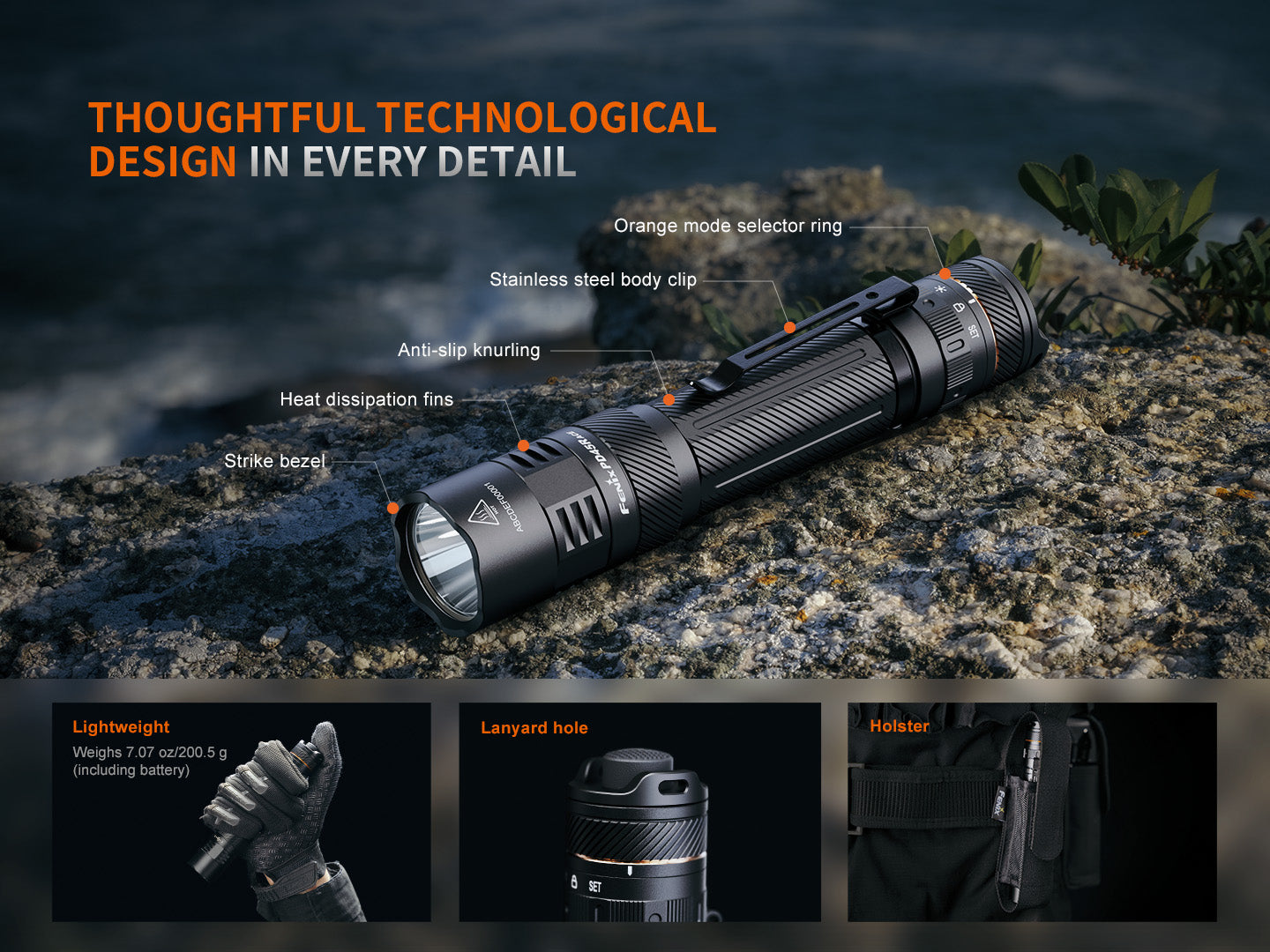 Fenix PD45R ACE Multi Mode Tactical Flashlight - 2000 Lumens, Rechargeable, IP68 Waterproof - Perfect for Camping, Hiking, Emergency & Outdoor Adventures