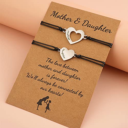 Matching Mother Daughter Bracelets Set - Heart Charm Jewelry Gift for Mom & Daughter - Perfect for Birthdays, Anniversaries & Special Occasions