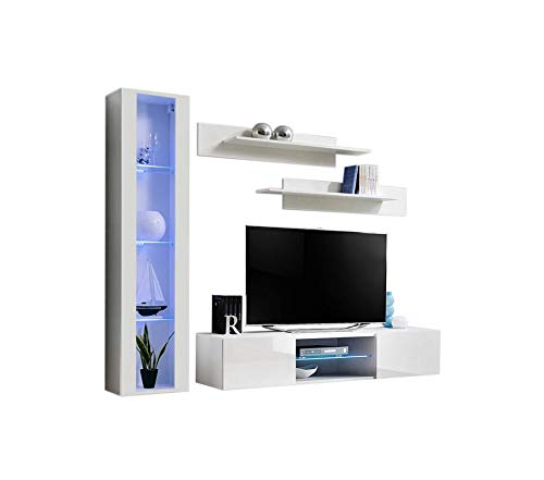 Modern Floating TV Stand with Storage & LED Lights - Wall-Mounted Entertainment Center for Bedroom & Living Room - 33 Inch G2 TV Console with Shelves - Black - Perfect for Small Spaces & Home Theater Setup