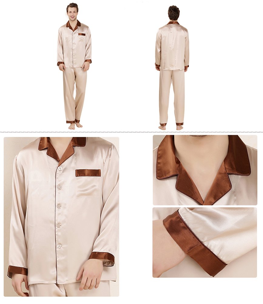 Premium 100% Silk Pajama Set for Men - Luxury Sleepwear Gift - Soft & Breathable Silk Pajamas for Comfortable Sleep, Lounging & Relaxation at Home