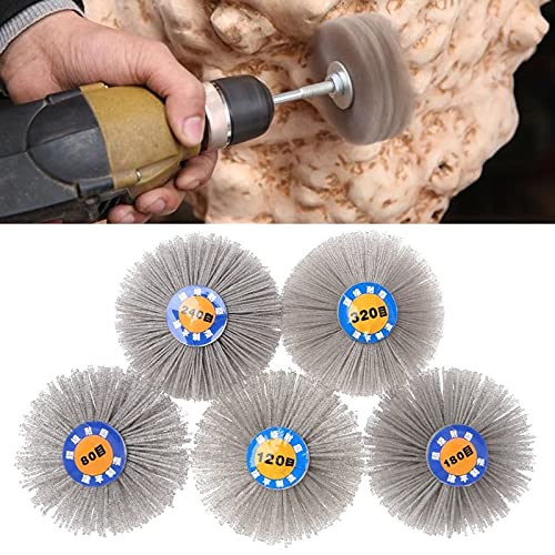 DUO ER 120 Grit Alumina Wire Brush Flower Head - Deburring, Polishing, Grinding & Buffing Wheel for Wood, Furniture & Sculptures - Rotary Drill Tool for DIY & Professional Use