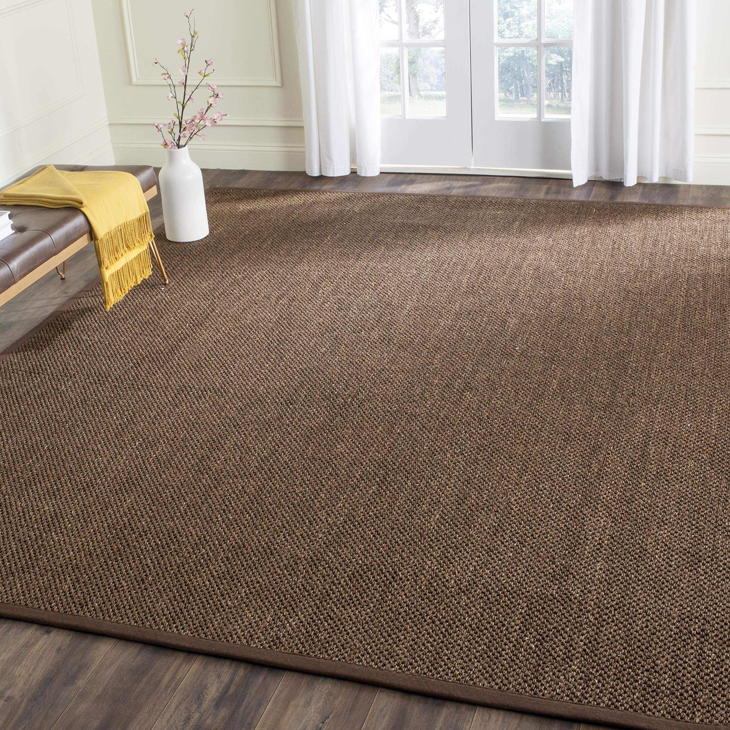 SAFAVIEH Natural Fiber Collection 8' x 10' Brown Sisal Border Area Rug - Durable & Easy Care Jute Rug for High Traffic Living Room, Bedroom, Office | NF443D | Eco-Friendly Home Decor for Modern & Farmhouse Styles