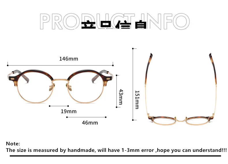 Aimee Unisex Full Rim Round Titanium Acetate Eyeglasses 6120 - Lightweight & Durable Frame for Men & Women - Perfect for Reading, Work & Everyday Use