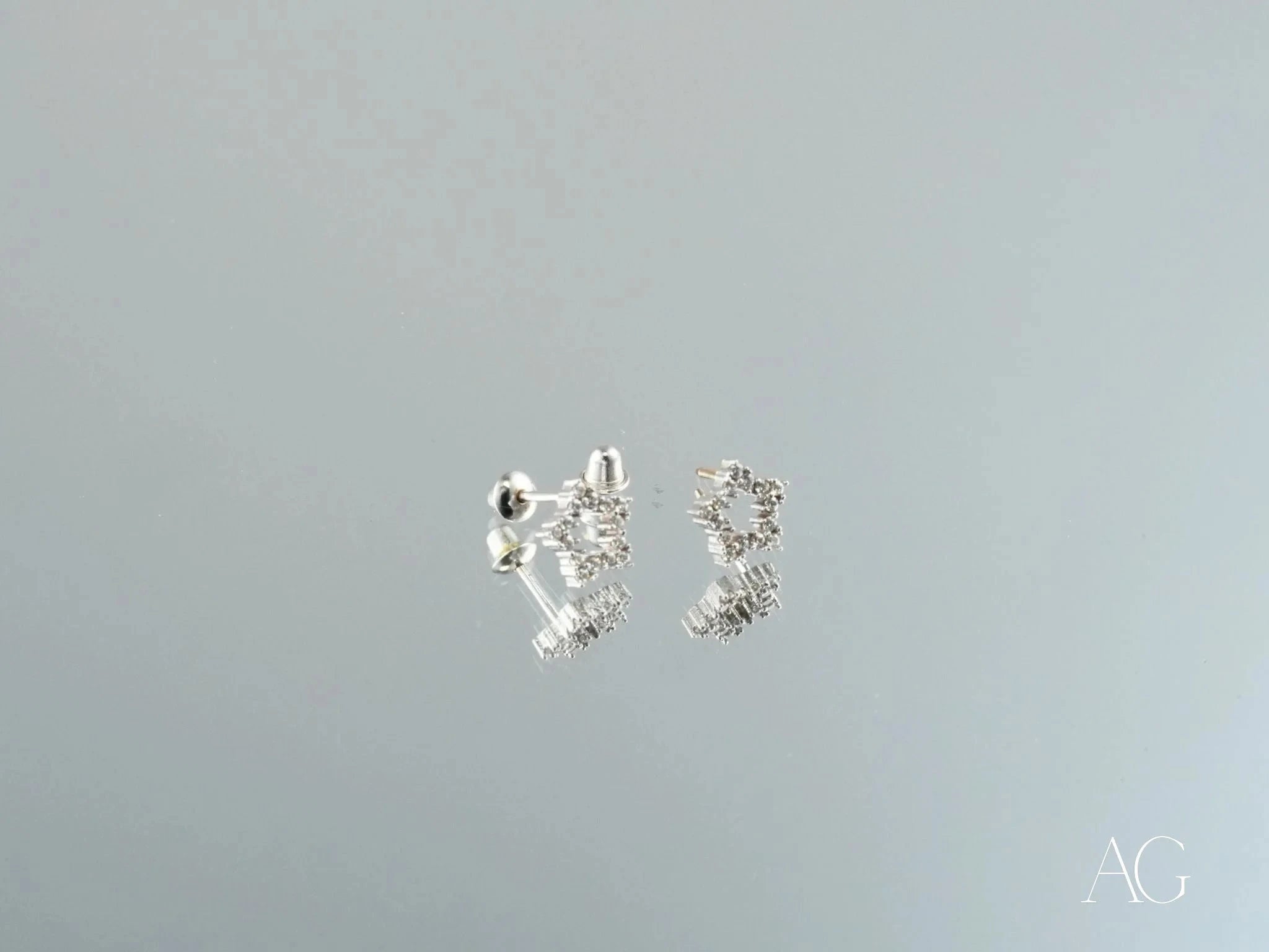 18K White Gold Star CZ Earrings - Celestial Spark Stud Earrings for Women | Perfect for Parties, Weddings & Everyday Elegance